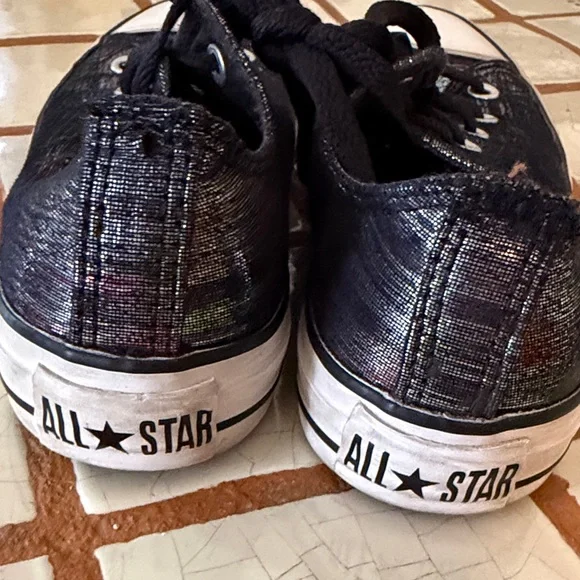 Converse Iridescent Low-Top Lace-Up Sneakers - Black/Silver - Picture 4 of 7